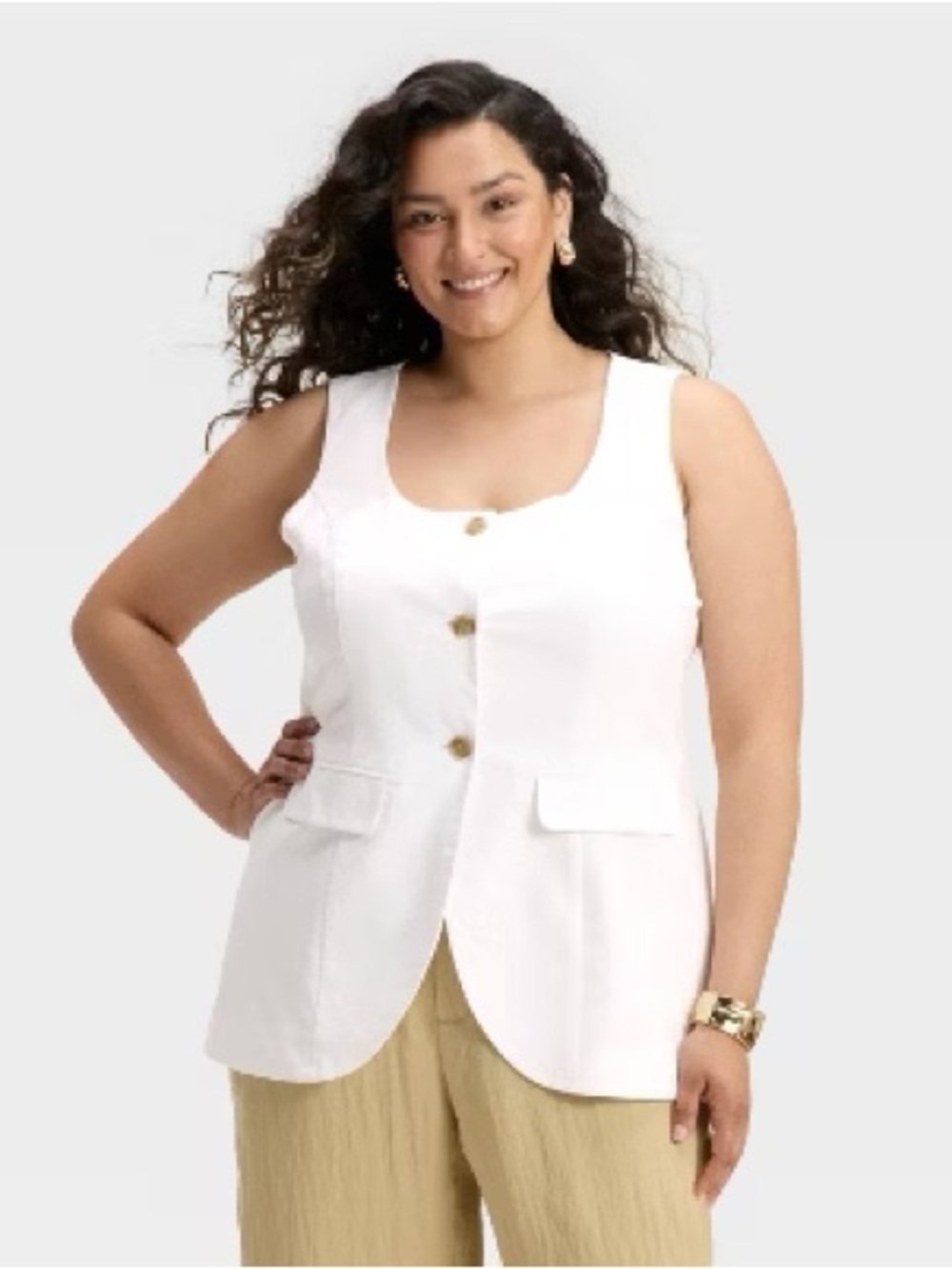 A New Day Linen Button Down Vest